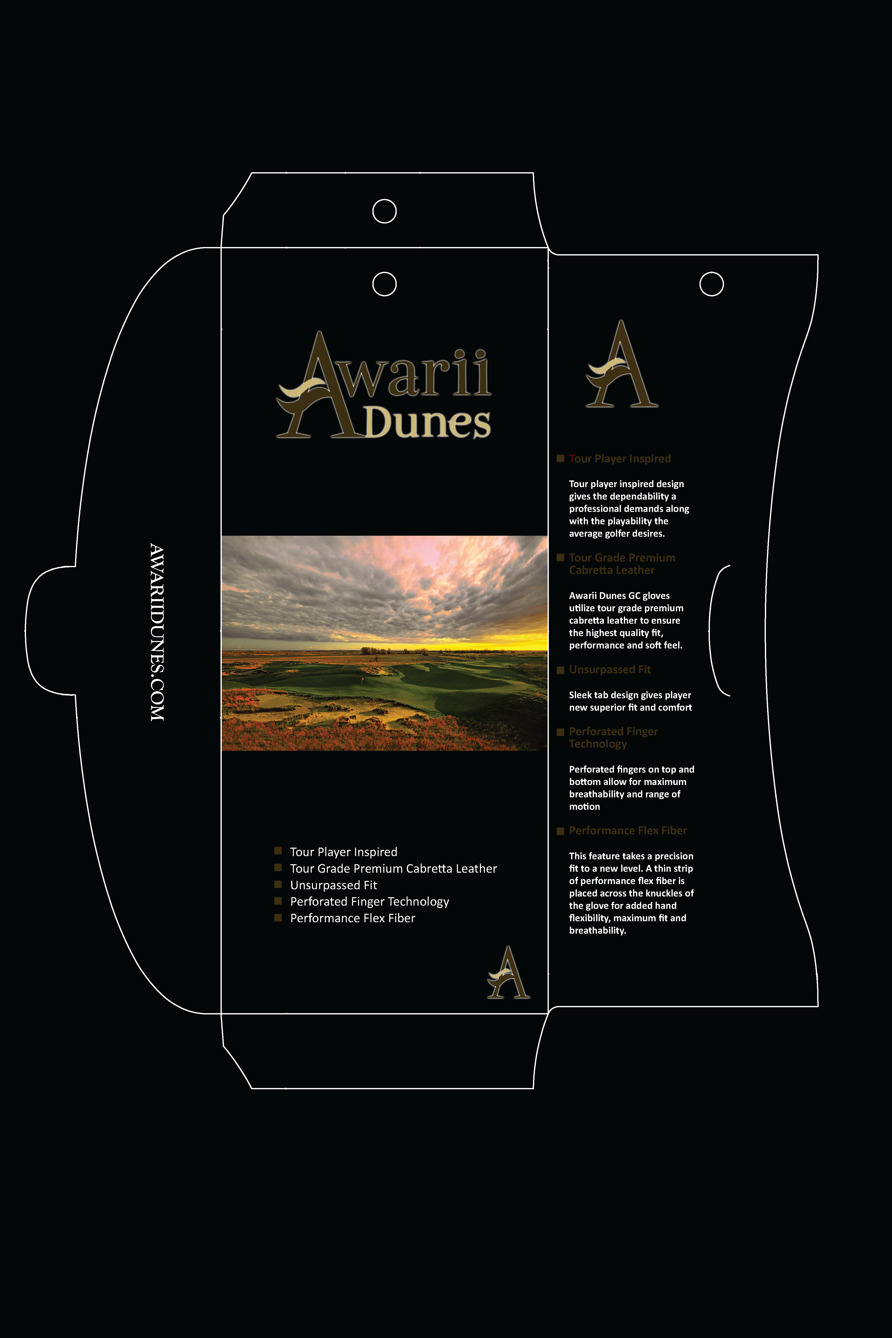 Awarii Dunes GC custom package dieline proof Revision 1